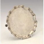 George II silver salver of circular form with moulded border