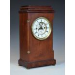 Unusual late 19th Century French mahogany mantel clock with calendar
