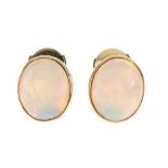 Pair of single stone opal ear studs