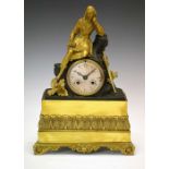 19th Century French brass, bronze and ormolu figural mantel clock