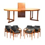 Kai Kristiansen teak dining table and six model 121 open armchairs