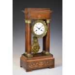 Late 19th Century French inlaid rosewood portico clock