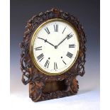 Late 19th Century carved oak shelf clock