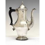 Elizabeth II silver coffee pot of baluster form in the late 18th century manner