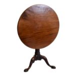 George III mahogany snap-top tripod occasional table with birdcage action