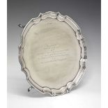 Sporting Interest - Elizabeth II silver salver of circular form with piecrust border