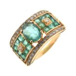 Emerald and diamond dress ring,