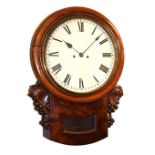Mid 19th Century mahogany-cased twin fusee drop-dial wall clock