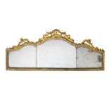George II giltwood and gesso triple-plate overmantel mirror
