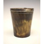 Georgian silver mounted and lined horn hunting cup