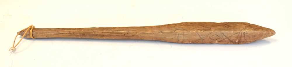 Wooden club, round handle to square pointed top, - Image 2 of 8