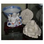 Two Buddhas, bowl etc