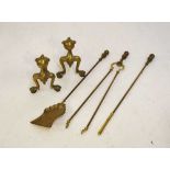 Brass andirons and companion set (ball and claw)