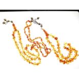 Clear Amber Beads x 3