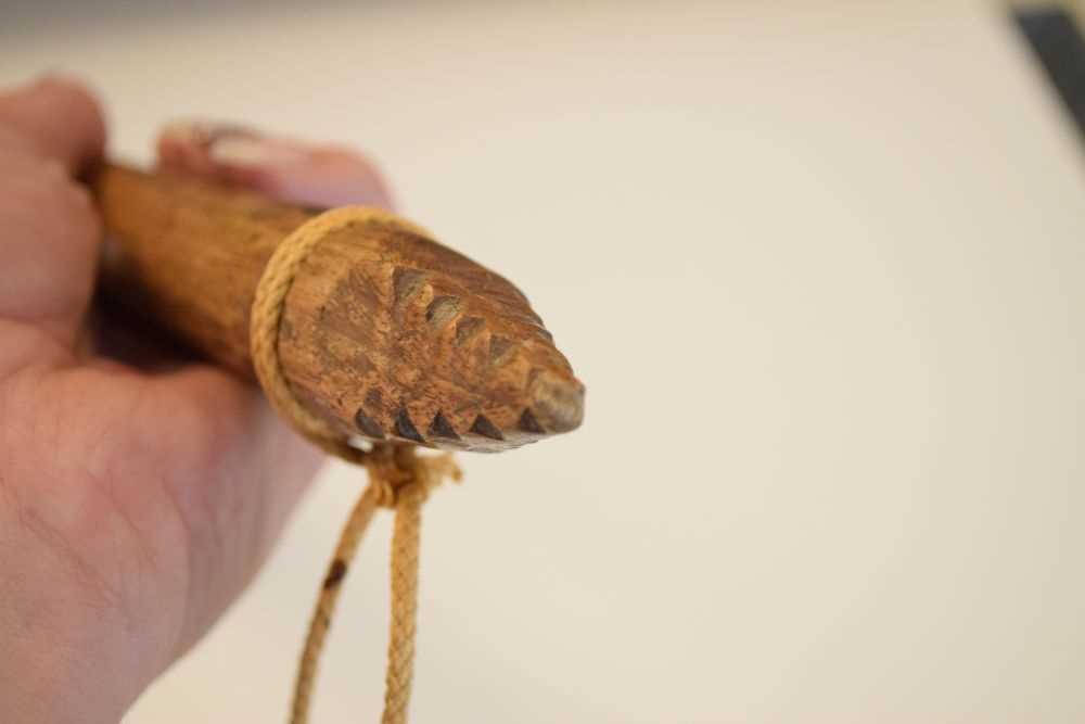 Wooden club, round handle to square pointed top, - Image 8 of 8