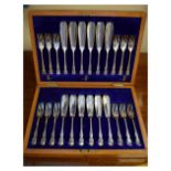 Cased set of silver plated fish cutlery