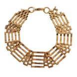 9ct gold five bar gate bracelet,