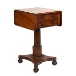 Mahogany pedestal Pembroke table