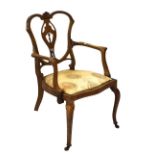 Edwardian inlaid salon chair - shield back
