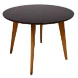 Mid 20th Century beech and plywood circular top occasional table