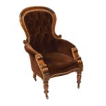 Victorian deep-buttoned floral chair