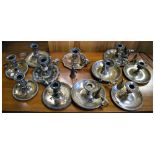 Group of silver-plated chamber candlesticks