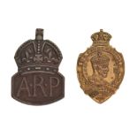 Silver ARP ( Air Raid Precaution) badge