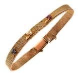 Yellow metal (14K/585) gem-set flexible bracelet