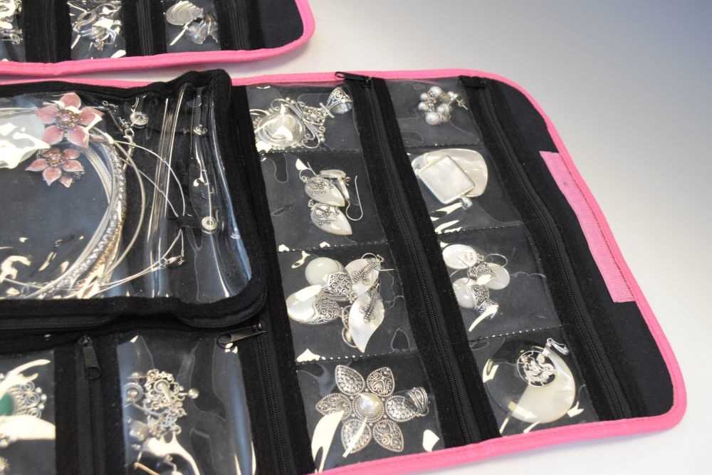 Two pink cloth pouches containing assorted silver, white metal and other jewellery - Image 4 of 6