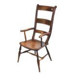 Elm and fruitwood bar- back chair