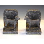 Pair of spelter and alabaster Terrier bookends