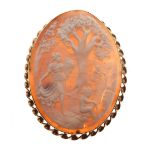 9ct gold-mounted cameo brooch