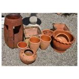 Group of terracotta garden pots