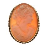 20th Century carved shell cameo in 9ct frame