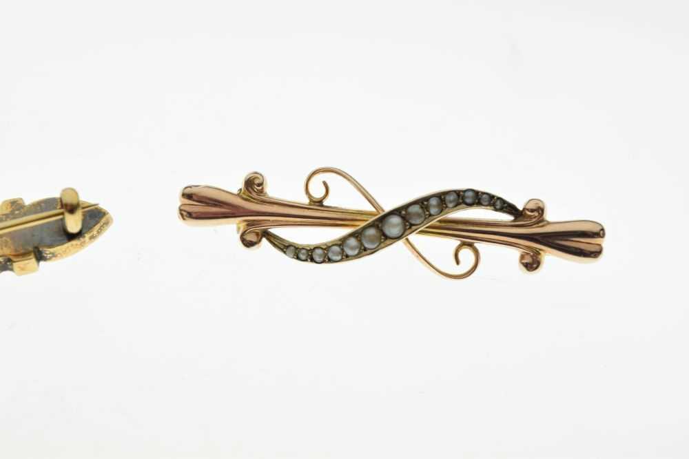 Late Victorian 15ct gold diamond set brooch - Image 5 of 6