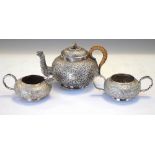 Late 19th century matched white metal tea set in the Kutch manner