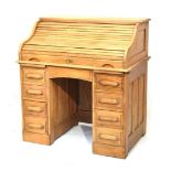 Small oak tambour desk