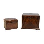 Two 1930's period walnut boxes