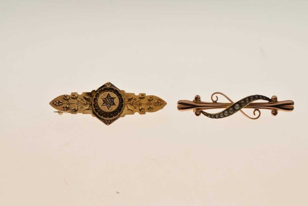 Late Victorian 15ct gold diamond set brooch - Image 2 of 6