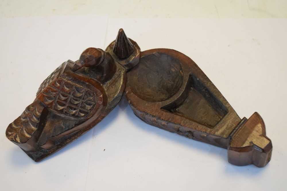 Treen bird-form box and two carved mounts - Image 6 of 7