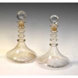 Pair of ship's ring-neck decanters