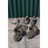 Group of composite stone animal garden ornaments