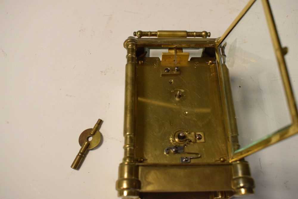 Brass carriage clock with white enamel dial - Image 6 of 6