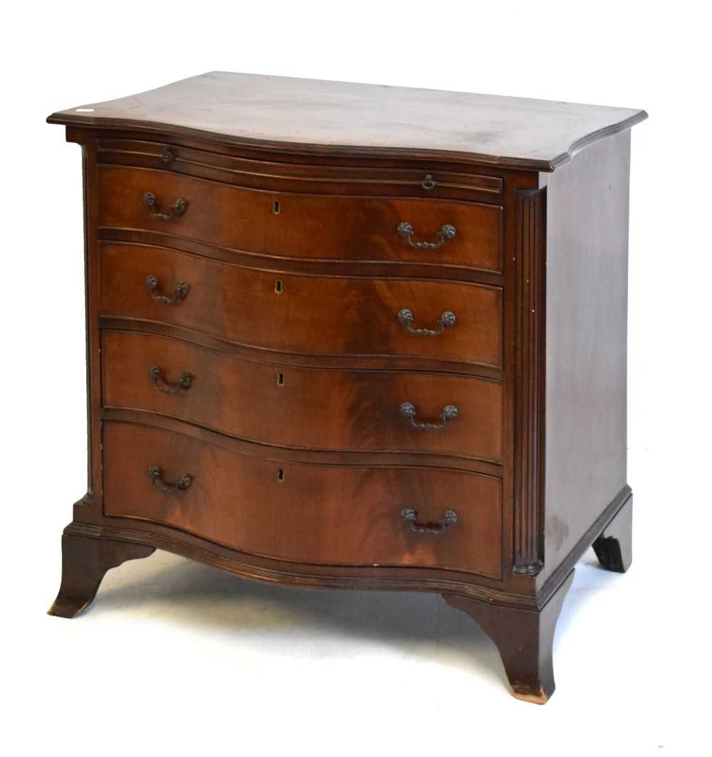 Old reproduction mahogany serpentine front chest of drawers