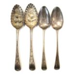 Pair George III silver Old English Pattern table spoons together with