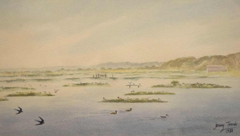 Watercolours - two landscapes with birds - Image 6 of 8