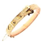 9ct gold engraved belt-buckle design snap bangle