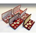 Coins - Five Bahamas cased proof sets issued by the Franklin Mint