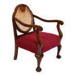 1920's mahogany and cane bergere chair