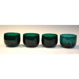 Set of four Victorian green glass finger bowls